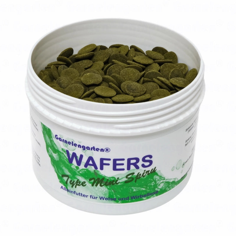 Garnelengarten Wafers – Spirulina-reiche Mini-Tabletten für Aquarienbodenbewohner.